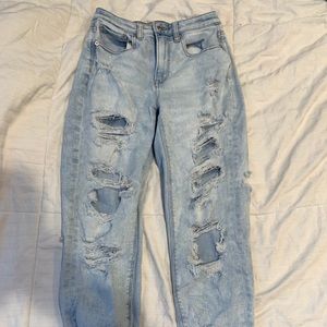 blue american eagle ripped jeans